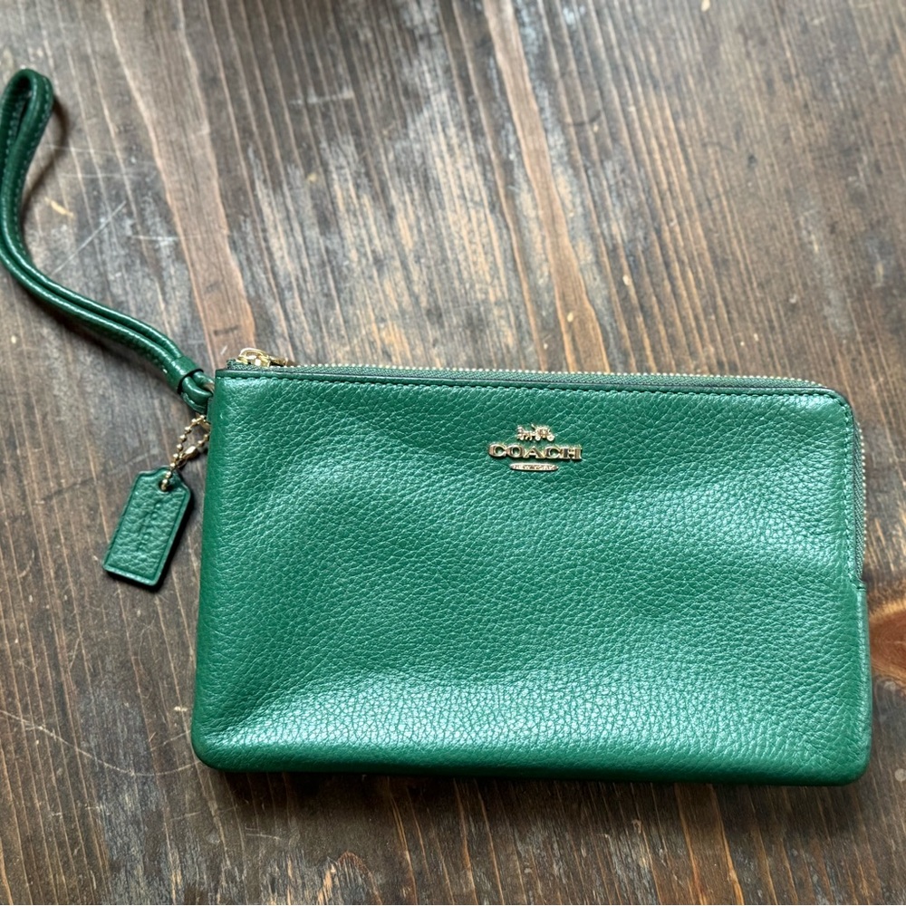 Coach double zip wristlet